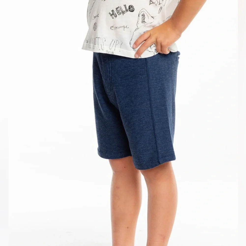 NWT Chaser Boys Cozy Knit Rib Panel Shorts in Navy - Picture 2 of 6